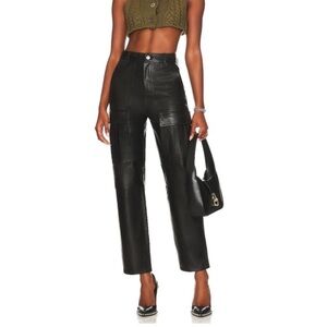 GRLFRND Black Leather Pants